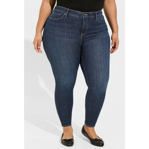 TORRID Womens Dark Blue Denim Skinny Jeans Sz 22s Short Spandex Polyester Cotton